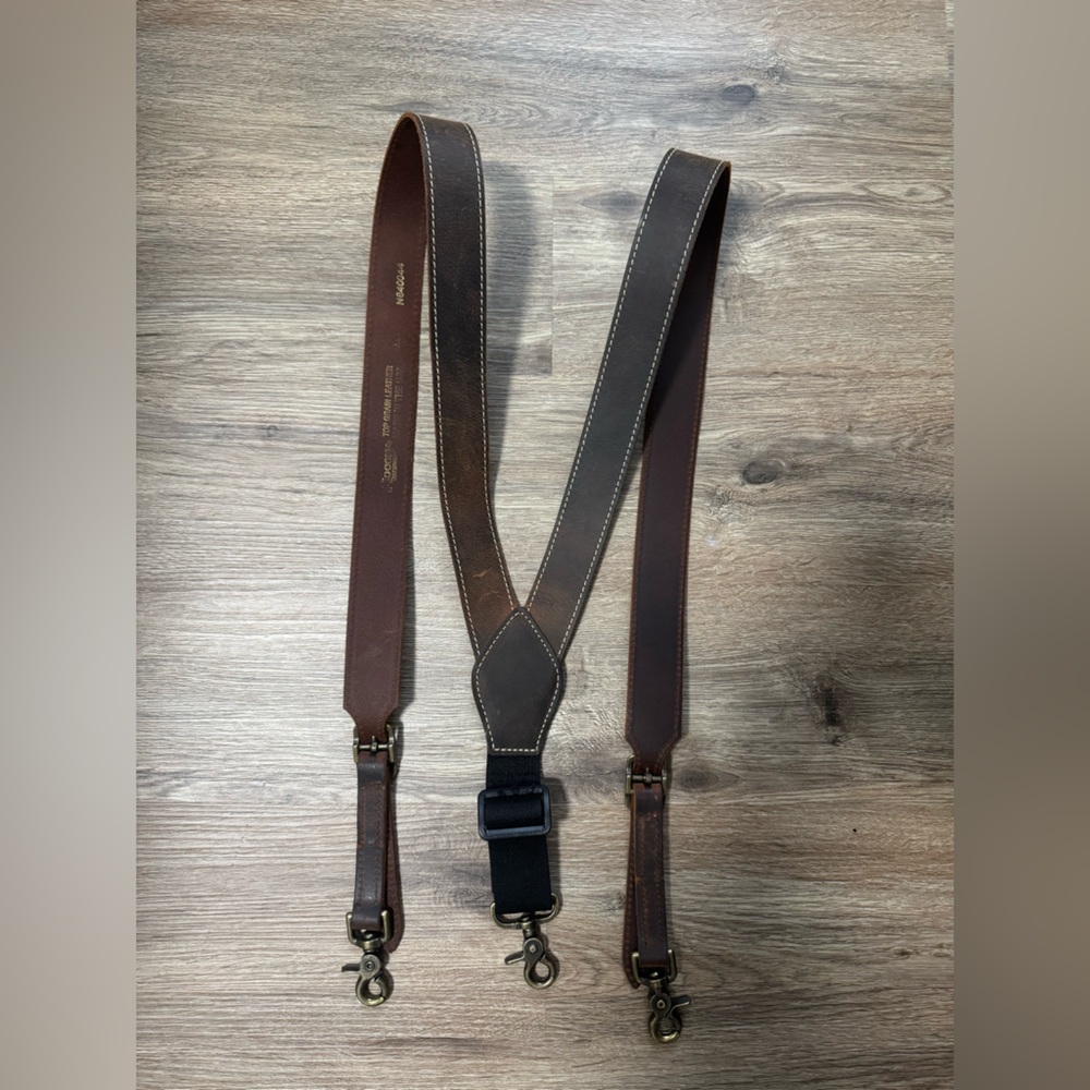 Nocona Leather Suspenders Made in USA Brown Western Suspenders N840044